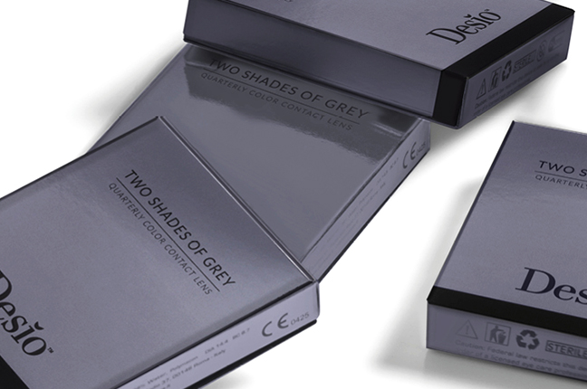 Le confezioni delle lenti a contatto Desìo, collezione “Two Shades of Grey”